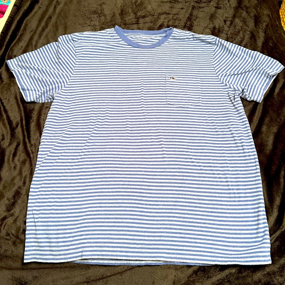 Vineyard Vines Mens stripped Tee shirt blue and gray size M